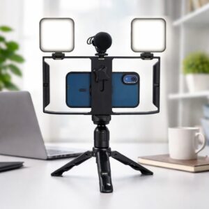 Trépied Téléphone 3-en-1 avec 2 lumières LED - Kit Selfie / Vidéo complet