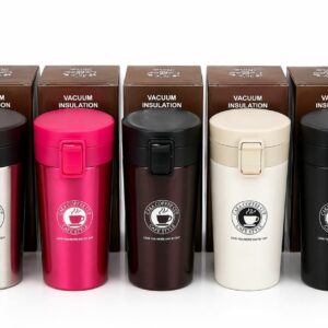 Mug Isotherme Café 400ml - Gobelet Inox avec Couvercle Hermétique