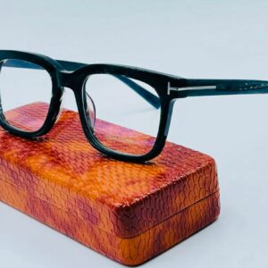 Lunettes de vue noires avec étui orange snakeskin