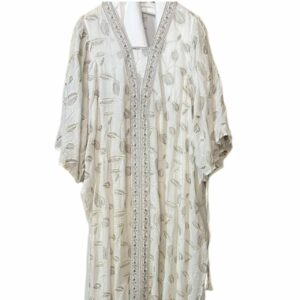 Abaya beige brodée luxe XXL– Tenue traditionnelle femme haut de gamme