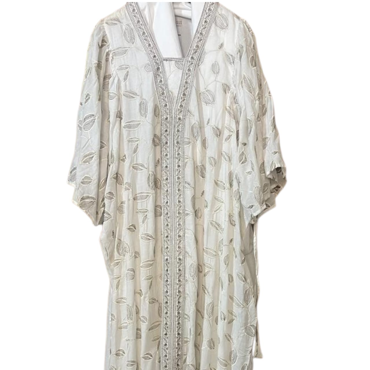 Abaya beige brodée luxe XXL– Tenue traditionnelle femme haut de gamme