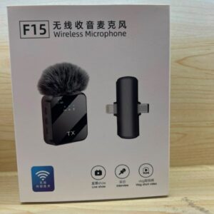 Micro Sans Fil F15 - Micro Cravate Pro 1 Personne + Bonnette Anti-Vent pour Vlog
